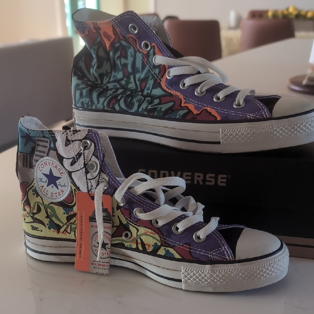 Converse Purple and Black Artistic Sneakers